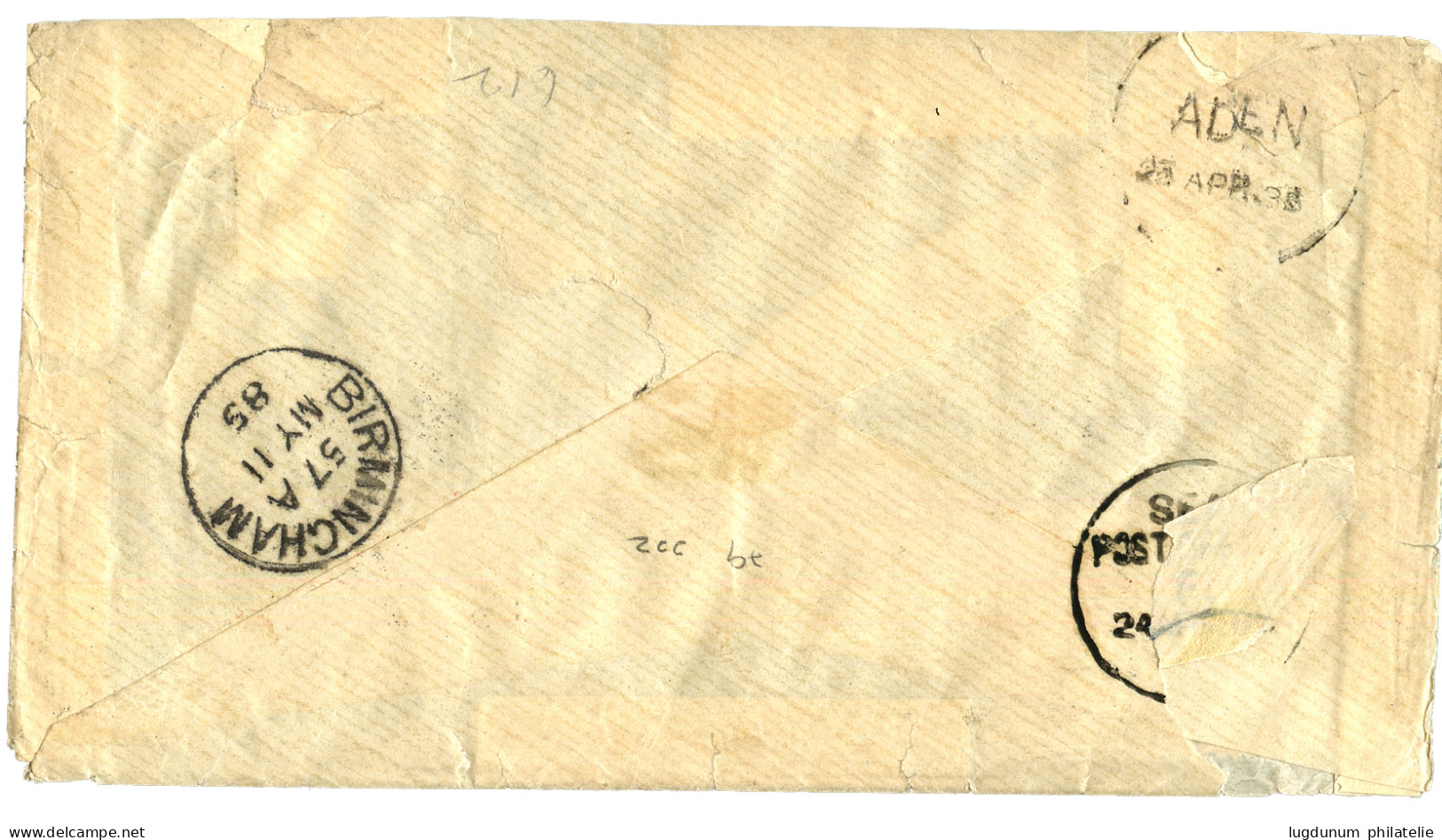 ZANZIBAR : 1885 INDIA 1a 6p + 3a Canc. ZANZIBAR On Envelope To ENGLAND. Superb. - Zanzibar (...-1963)
