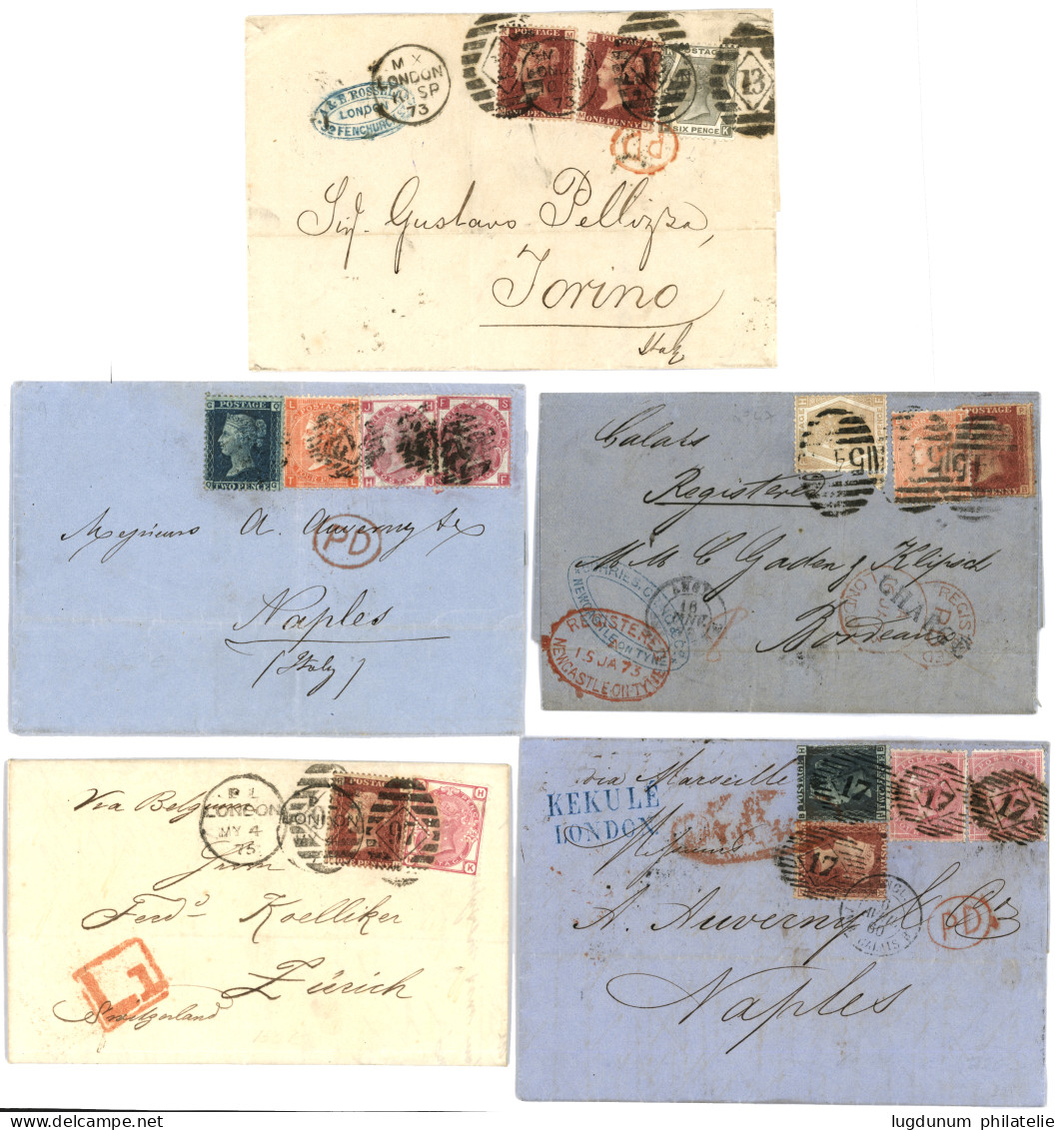 GREAT BRITAIN : 1860/75 Lot Of 9 Covers From ENGLAND With Nice Franking To OVERSEA Destinations. Vvf. - Autres & Non Classés