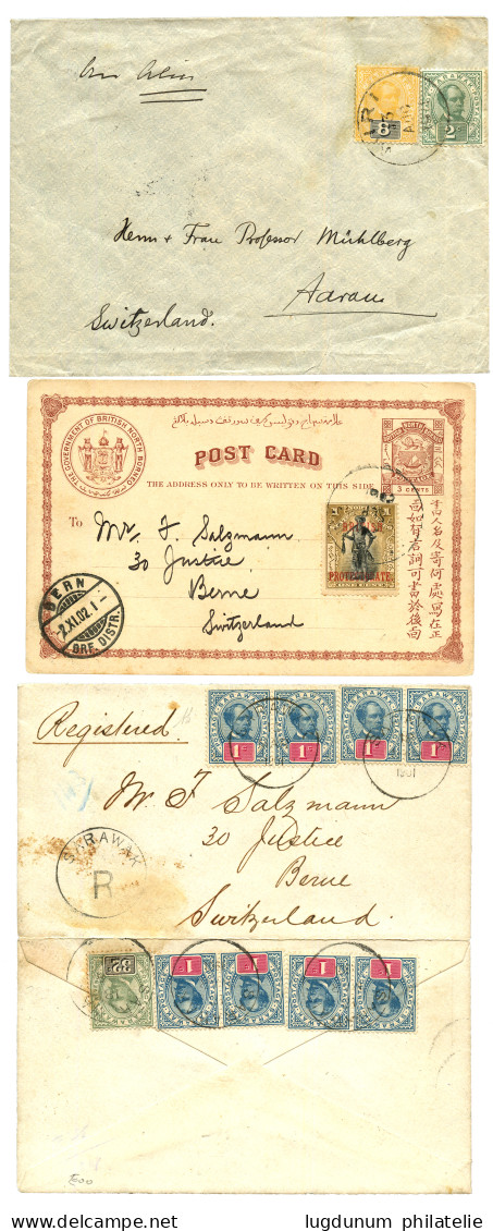 LABUAN - NORTH BORNEO - SARAWAK : 1902/14 Lot 6 Covers  To SWITZERLAND (3 REGISTERED). Vf. - Other & Unclassified