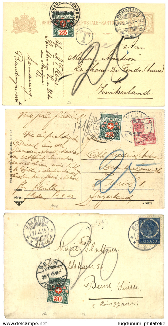 NETHERLAND COLONIES : 1915/32 Nice Lot Of 7 Covers To SWITZERLAND Taxed With SWISS POSTAGE DUES. Vf. - Other & Unclassified