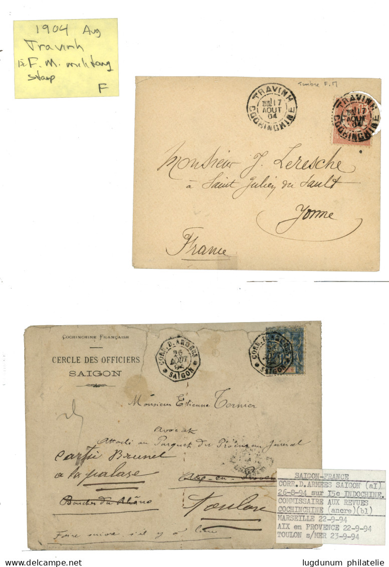 COCHINCHINE - INDOCHINA : 1894/1919  Lot 22 Covers (CORR. ARMEES SAIGON (x2), THAN-MOI To ALGERIA, DAP-CAU, CAO-BANG, CA - Autres & Non Classés
