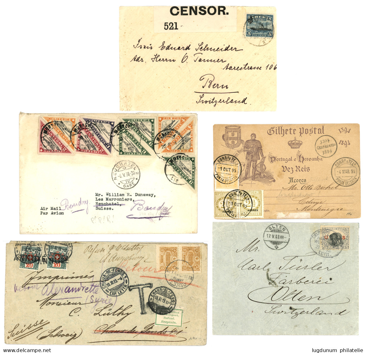 WORLDWIDE : Lot Of 9 Covers (LIBERIA, TURKEY, CHINA, HAWAII, PORTO To SAN SALVADOR, ACORES). Vf. - Collections (without Album)