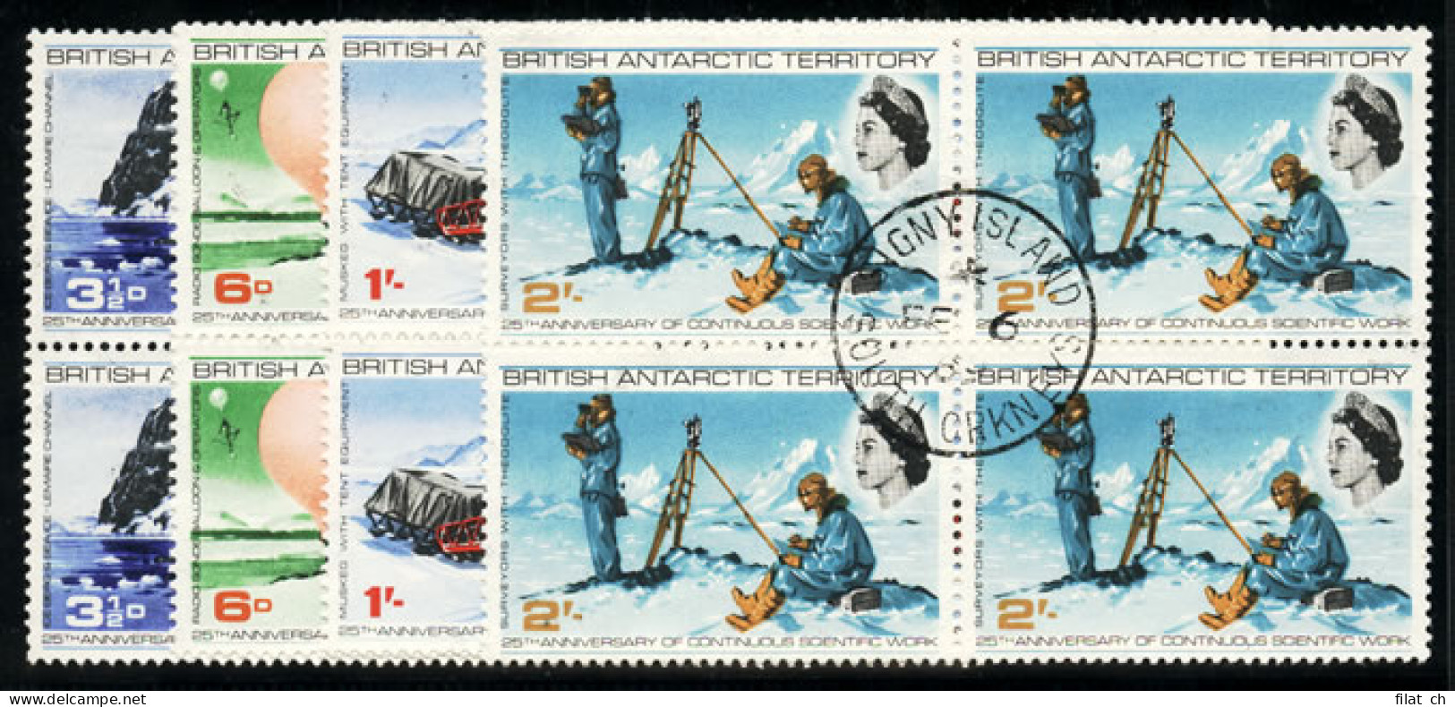 British Antarctic 1969 Scientific Work Set VF/U Blocks - Gebruikt