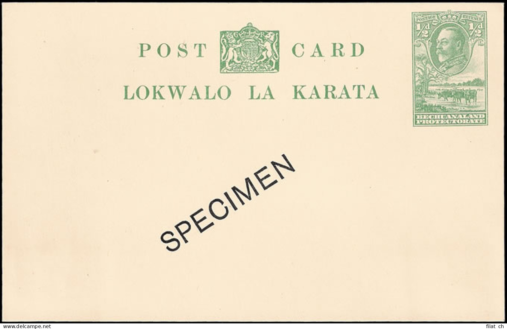 Bechuanaland 1932 KGV &frac12;d Postcard Specimen - Sonstige & Ohne Zuordnung