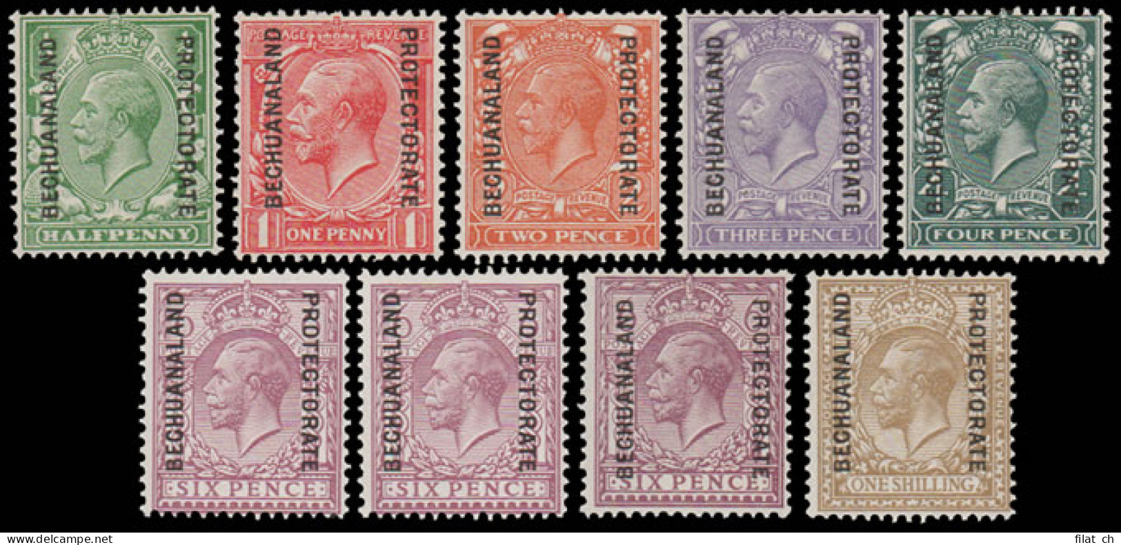 Bechuanaland 1925 GB Ovpts &frac12;d - 1/- Set VF/M  - Other & Unclassified