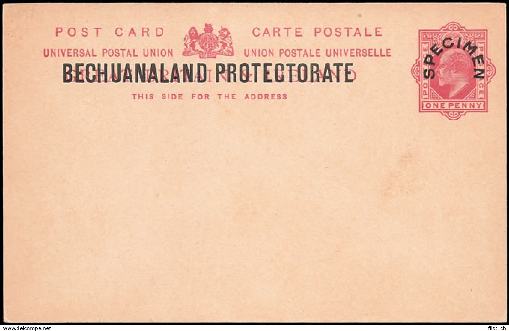 Bechuanaland 1907 KEVII 1d Postcard Specimen - Andere & Zonder Classificatie