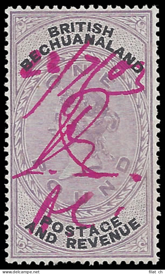 Bechuanaland 1888 QV &pound;1 Fiscal Use - Sonstige & Ohne Zuordnung