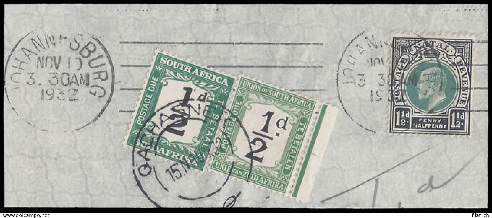Basutoland Postage Due 1932 SA Dues Used In Qachasnek - Autres & Non Classés