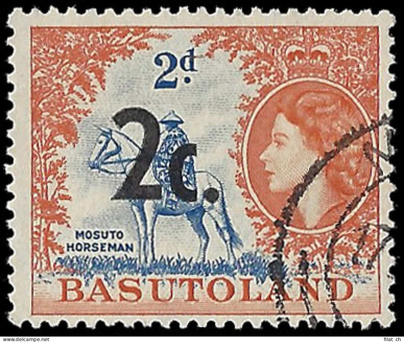 Basutoland 1961 QEII 2c On 2d Tempo Bold Trial Overprint, Scarce - Other & Unclassified
