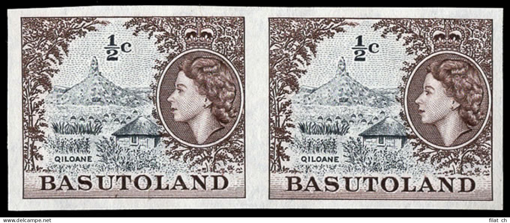 Basutoland 1961 QEII Â½c Imperf Pair - Other & Unclassified
