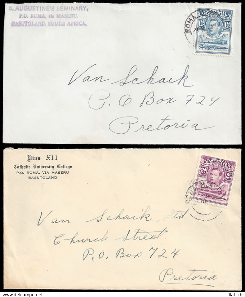 Basutoland 1945 -1947 KGVI Roma Mission Covers - Andere & Zonder Classificatie