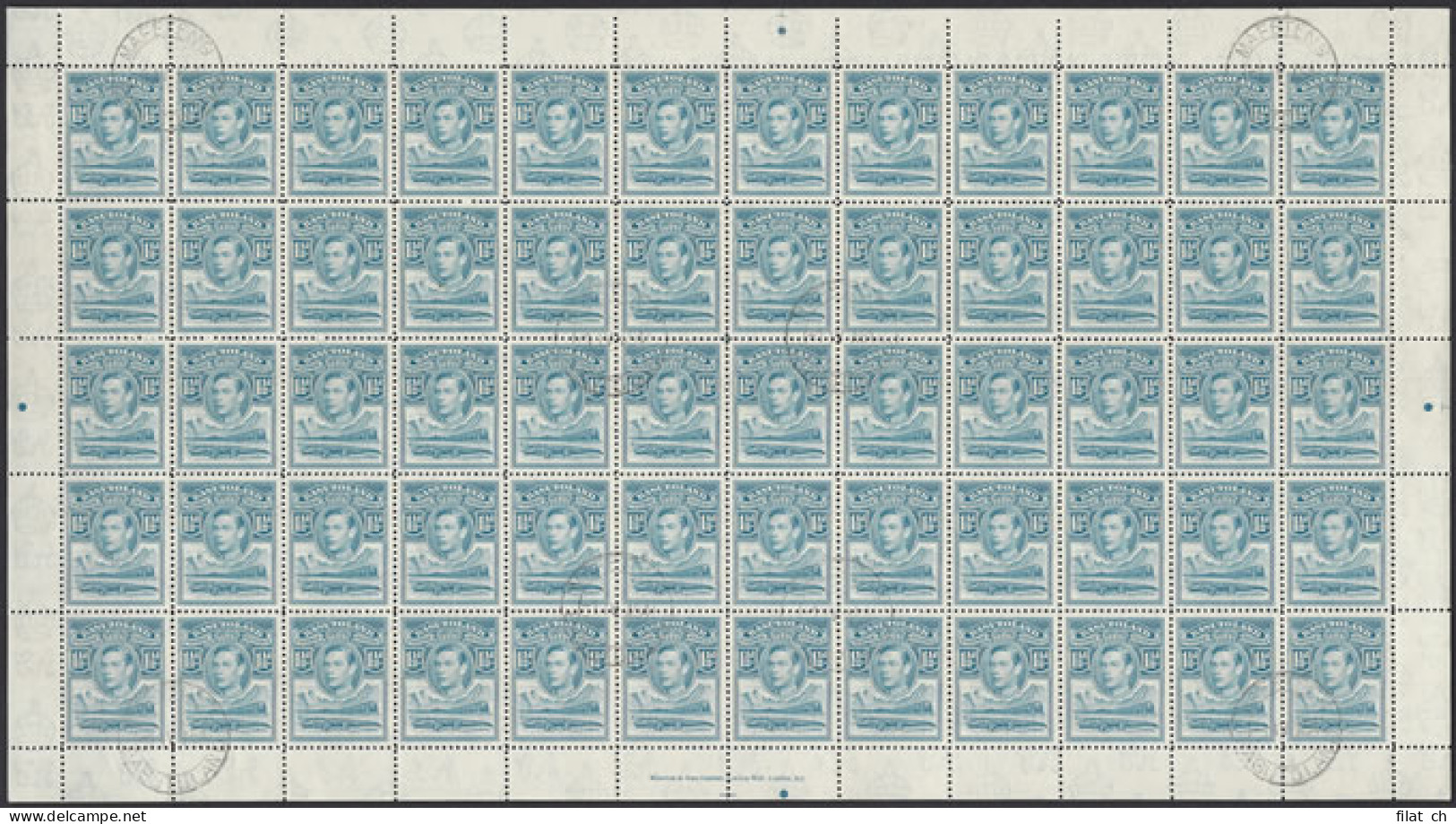 Basutoland 1938 KGVI 1Â½d Light Blue Full Sheet CTO Mafeteng - Andere & Zonder Classificatie