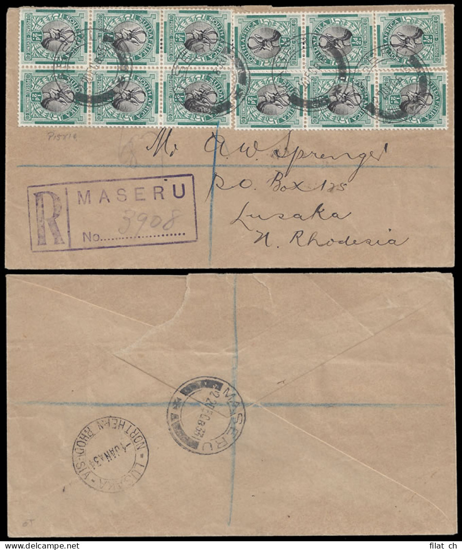 Basutoland 1933 South Africa &frac12;d Block On Maseru Letter - Otros & Sin Clasificación