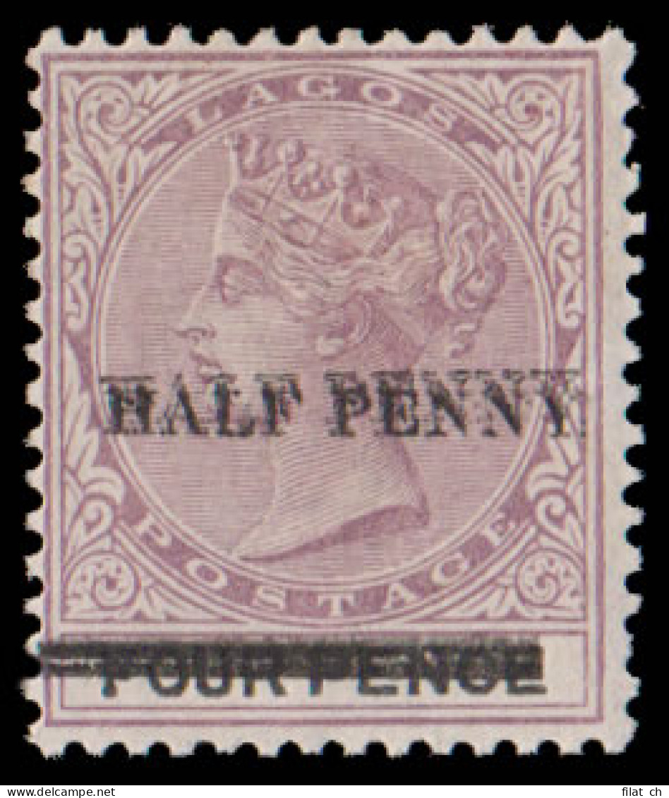 Lagos 1893 QV Â½d On 4d Surcharge Double F/M - Andere & Zonder Classificatie