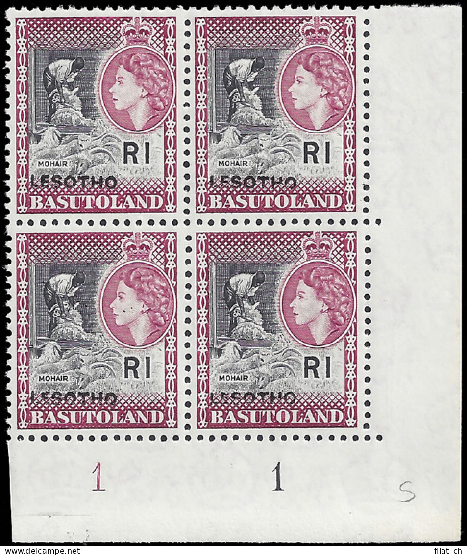 Lesotho 1966 R1 Sloping Ovpt, Letters Partially Omitted - Sonstige & Ohne Zuordnung