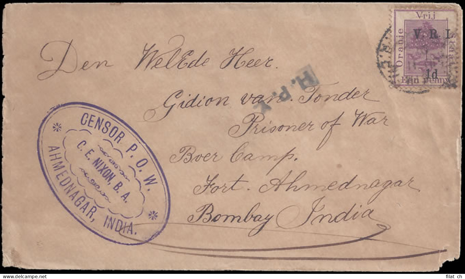 India 1901 Ahmednagar Nixon Censored Cover - Autres & Non Classés