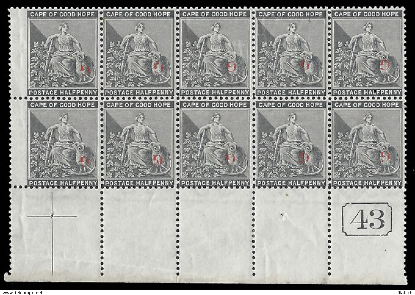 Griqualand West 1878 SG 14a &frac12;d Red Ovpt Inverted Plate No - Griqualandia Occidental (1874-1879)