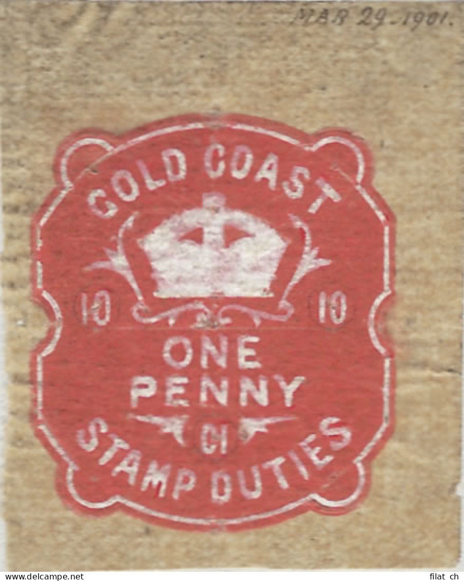 Gold Coast Revenue 1901 1d De La Rue Handpainted Duties Essay - Gold Coast (...-1957)