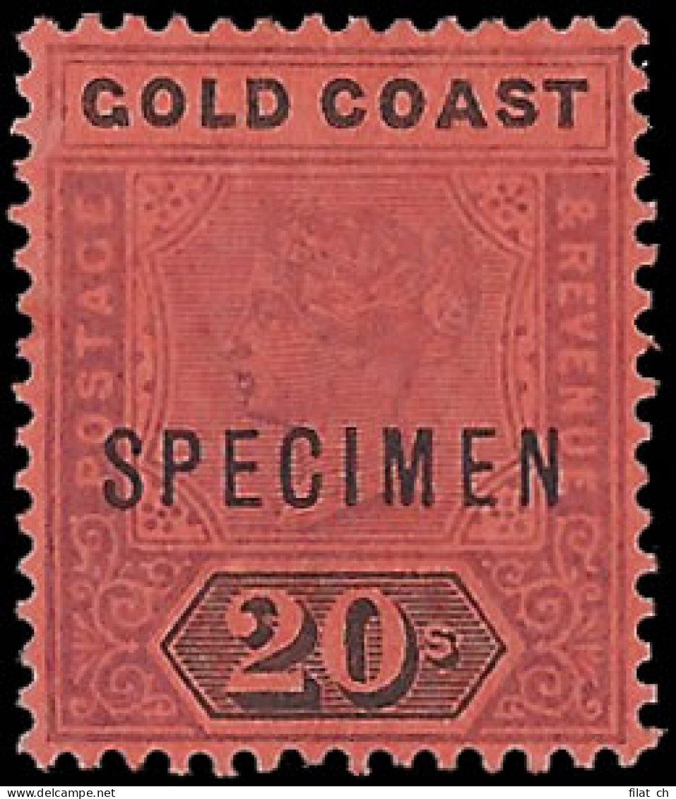 Gold Coast 1894 QV 20/- Specimen VF/M  - Costa D'Oro (...-1957)