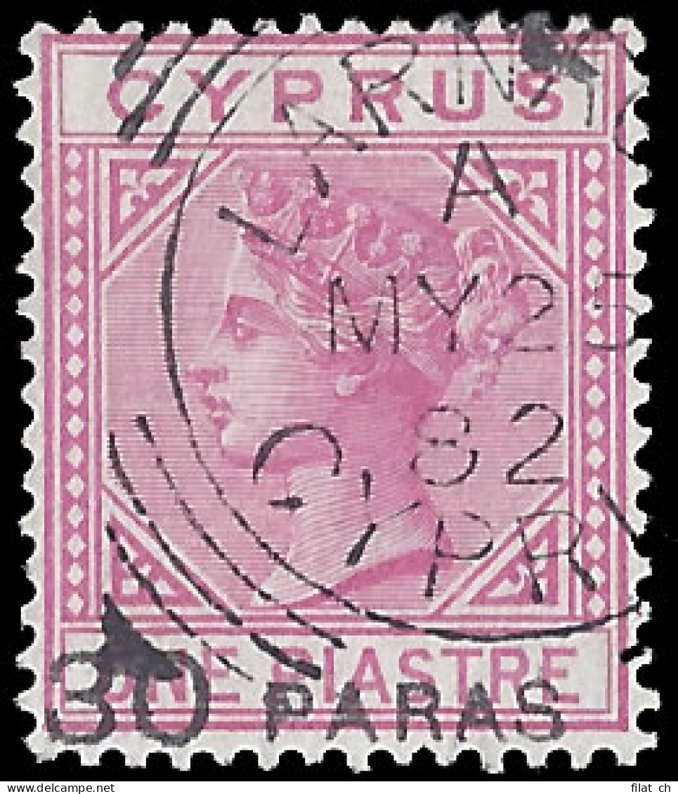 Cyprus 1882 30pa Provisional In Use Only 17 Days, VF/U - Chipre (...-1960)