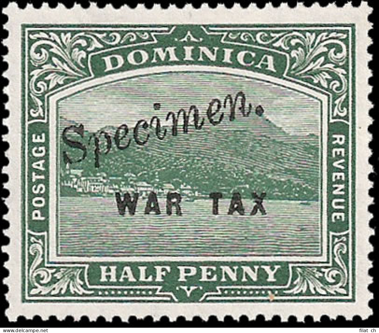 Dominica 1918 Elusive &frac12;d War Tax Specimen - Dominica (...-1978)