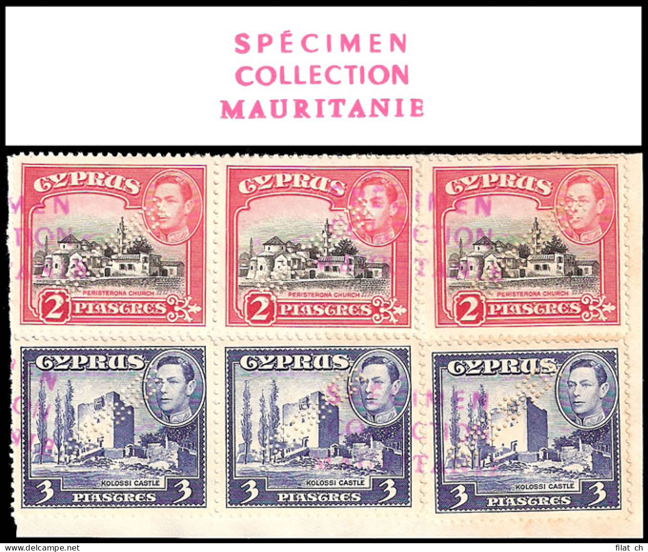 Cyprus 1942 KGVI Mauritania Archive Specimens, Unique - Zypern (...-1960)