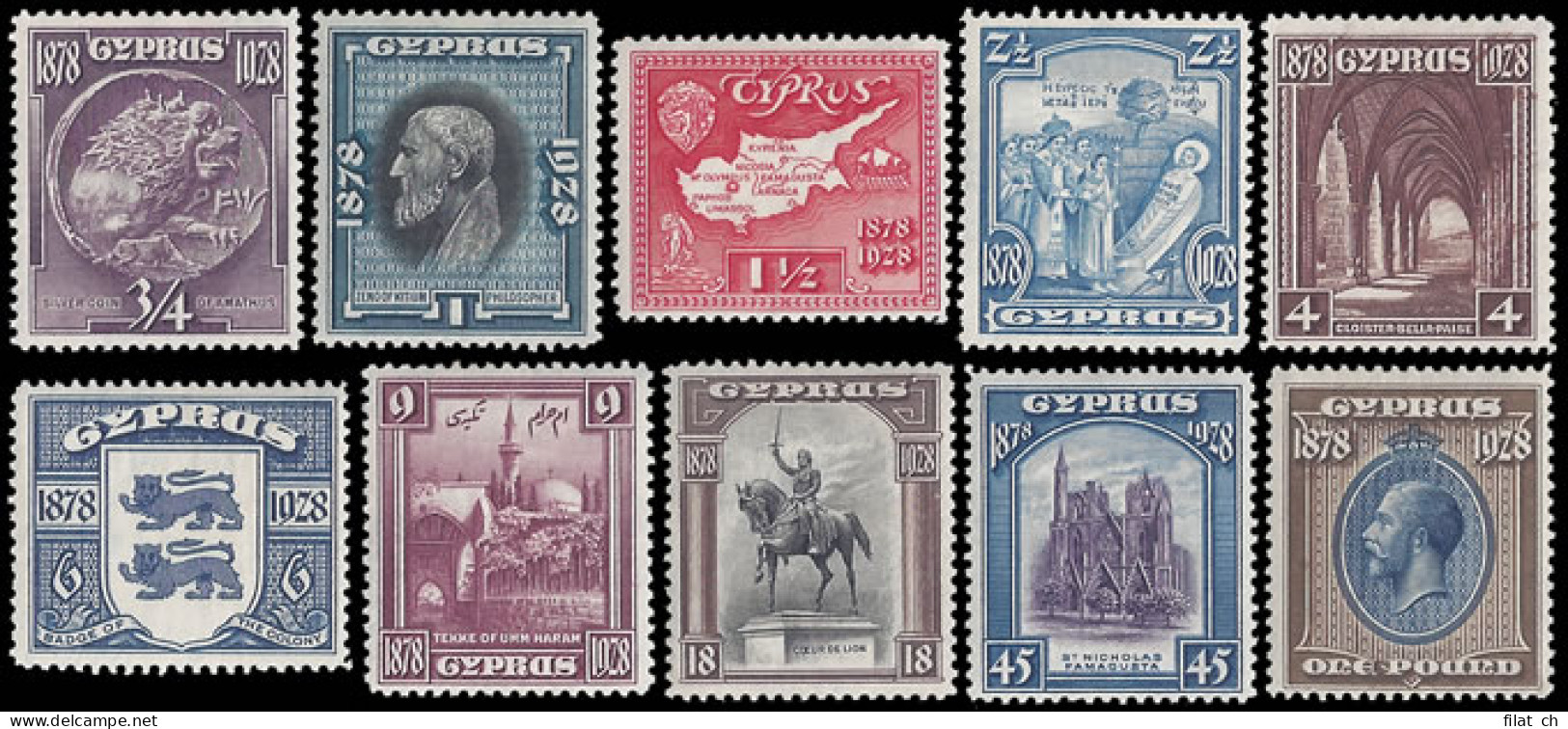 Cyprus 1928 Anniversary Set VF/M  - Zypern (...-1960)