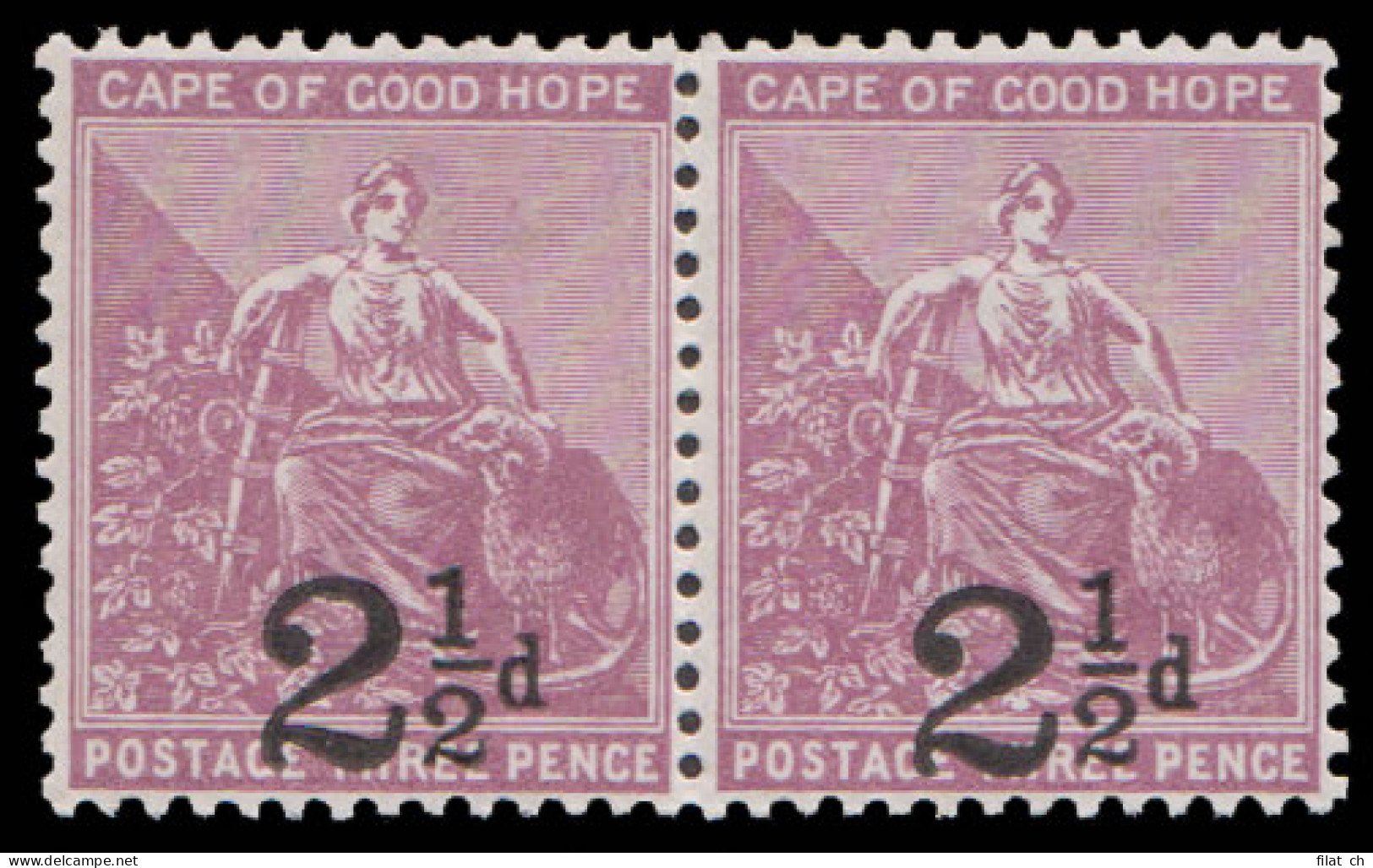 Cape Of Good Hope 1891 2&frac12;d On 3d Pair VF/M  - Cape Of Good Hope (1853-1904)