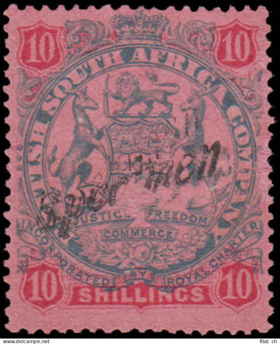 Rhodesia 1896 10/- Arms Handstamped Specimen, Double - Sonstige & Ohne Zuordnung