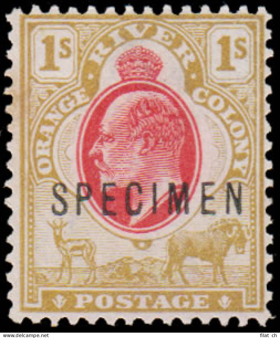 Orange River Colony 1903 KEVII 1/- Overprinted Specimen - Orange Free State (1868-1909)