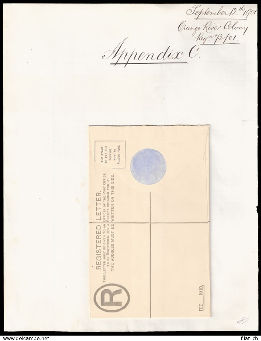 Orange River Colony 1901 KEVII Registration Env Appendix Proof - Orange Free State (1868-1909)