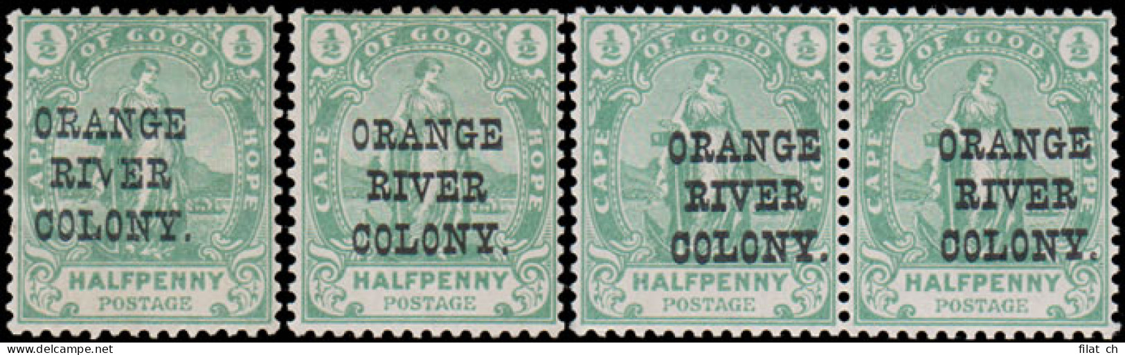 Orange River Colony 1900 Â½d Overprint Varieties Group - Orange Free State (1868-1909)