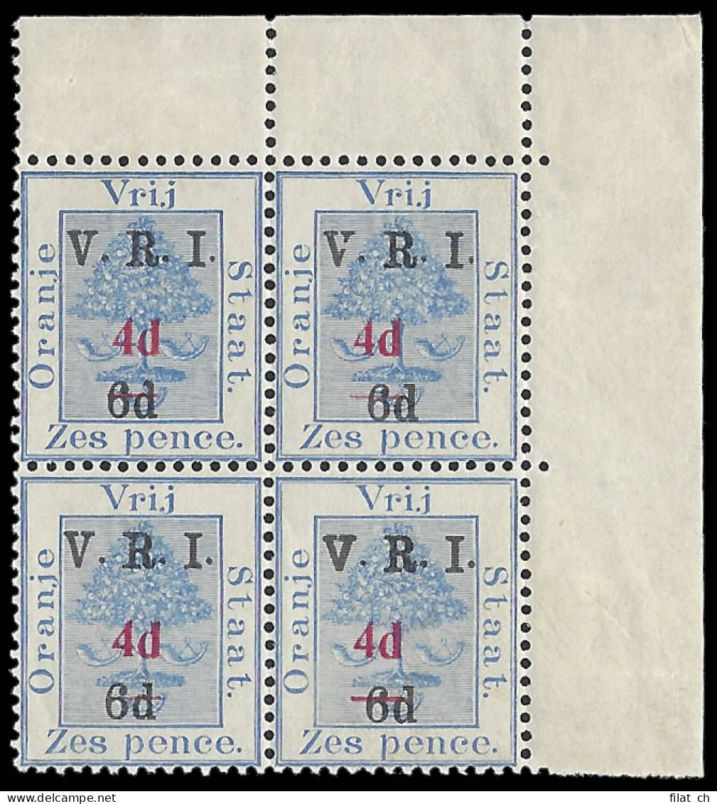 Orange River Colony 1902 4d On 6d On 6d Variety Block - Orange Free State (1868-1909)