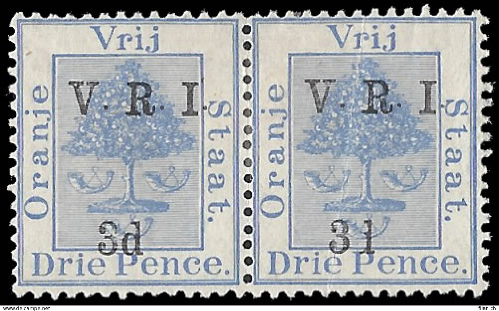 Orange Free State 1900 VRI SG128 3d Pale "V" & Damaged "3d " - Orange Free State (1868-1909)