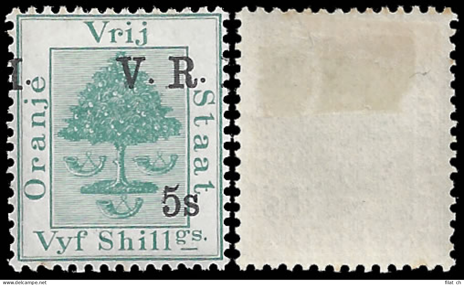 Orange Free State 1900 VRI SG122 5/- On 5/- Misplaced Overprint - Orange Free State (1868-1909)