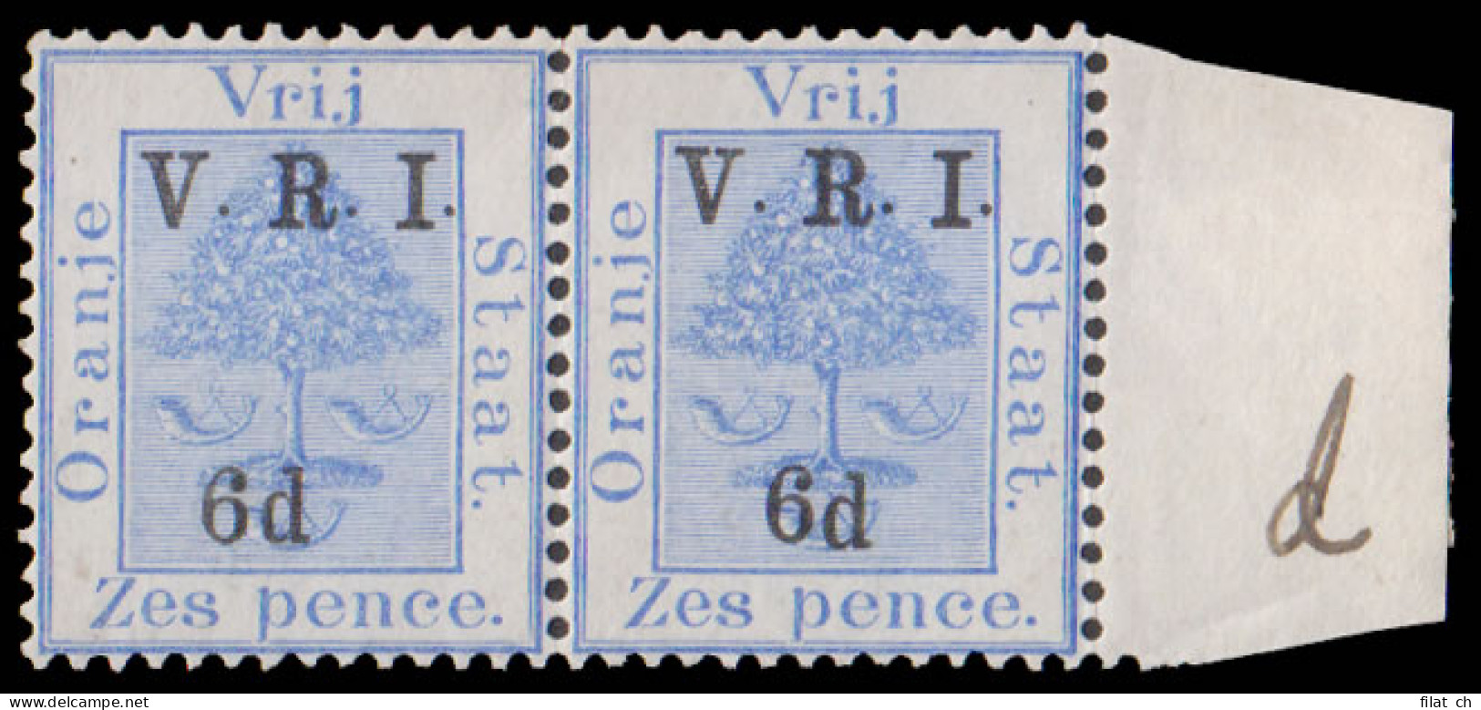 Orange Free State 1900 VRI SG120 6d Dropped "D" In "6d " In Pair - Orange Free State (1868-1909)