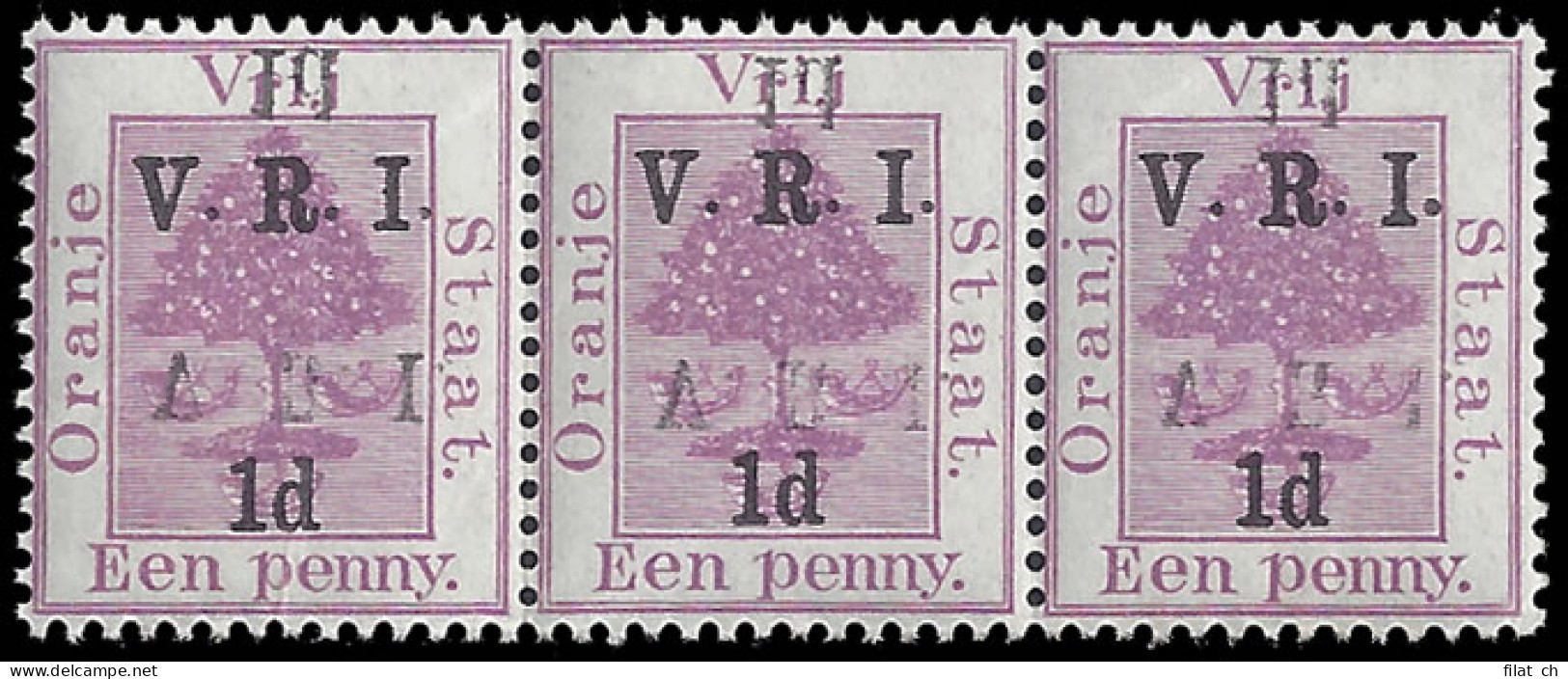 Orange Free State 1900 VRI SG113 1d Additional Ovpt Offset & Inv - Oranje-Freistaat (1868-1909)
