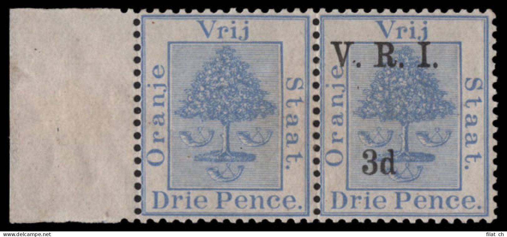 Orange Free State 1900 VRI SG106 3d Pair, One Without Surcharge - Oranje Vrijstaat (1868-1909)