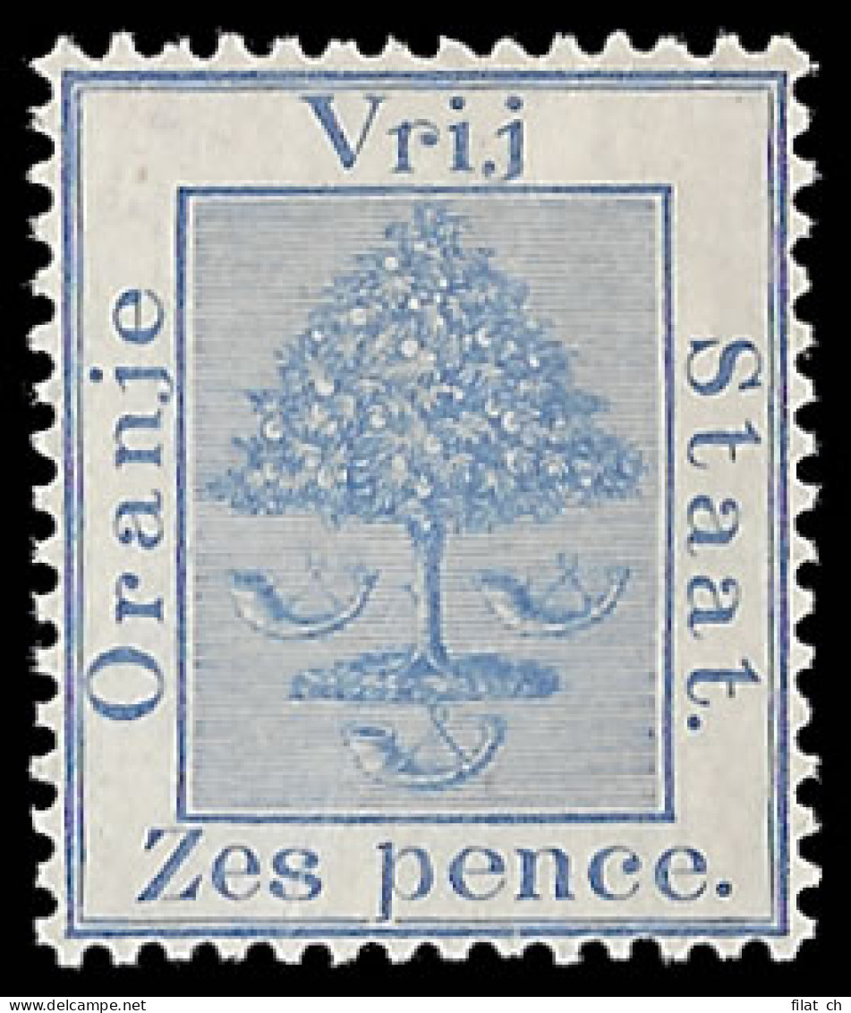 Orange Free State 1897 6d Blue Without VRI Ovpt, Unissued - Oranje Vrijstaat (1868-1909)