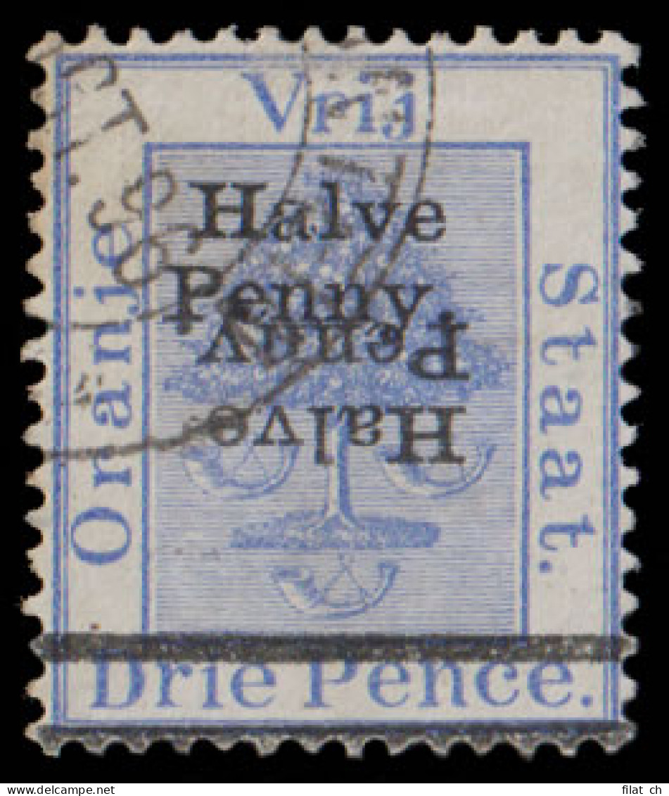 Orange Free State 1896 Halve Penny On 3d Double, One Inverted - État Libre D'Orange (1868-1909)