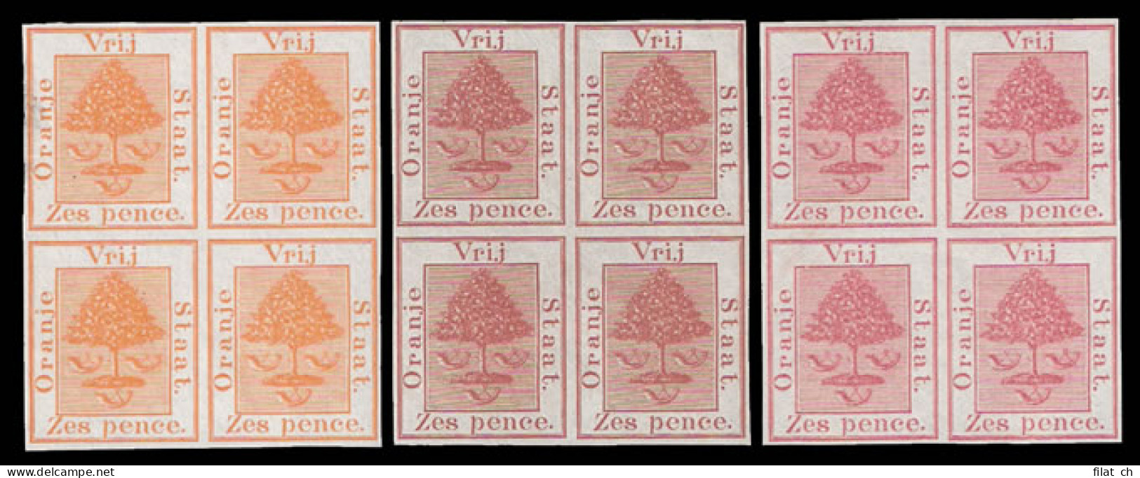 Orange Free State 1868 Rare 6d Orange Tree Colour Trials - Stato Libero Dell'Orange (1868-1909)