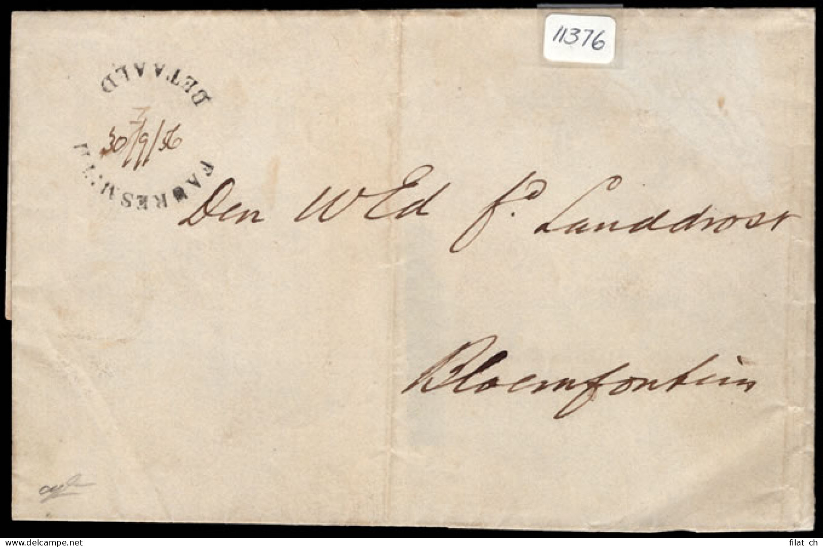 Orange Free State 1856 Fauresmith Betaald On Wrapper, Rare - État Libre D'Orange (1868-1909)