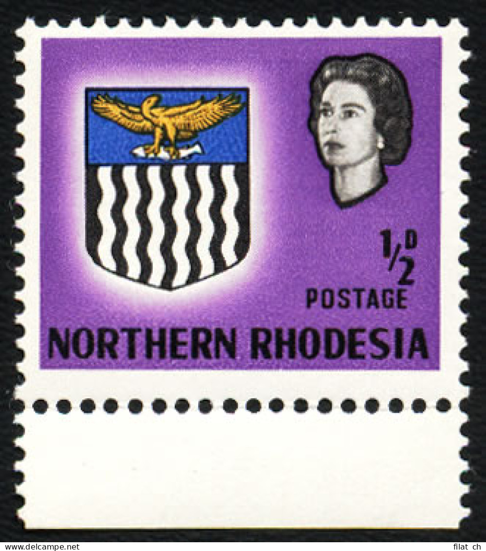 Northern Rhodesia 1963 &frac12;d Value Shifted VF/M , Rare - Rhodésie Du Nord (...-1963)