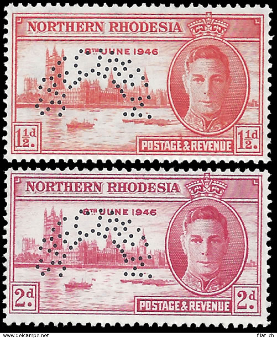 Northern Rhodesia 1946 KGVI Victory Specimens UM  - Rodesia Del Norte (...-1963)