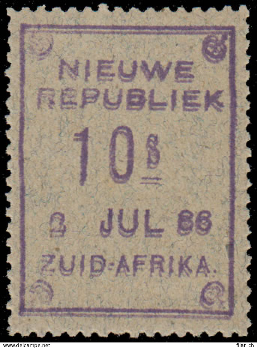 New Republic 1886 10/- Double Impression, Rare - Nieuwe Republiek (1886-1887)