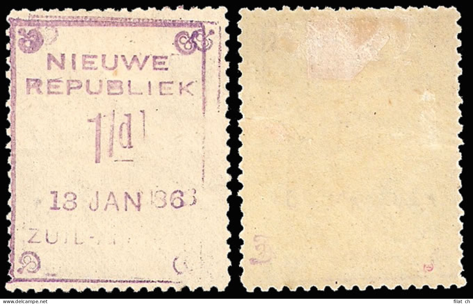 New Republic 1886 1d Double Impression, Rare - New Republic (1886-1887)