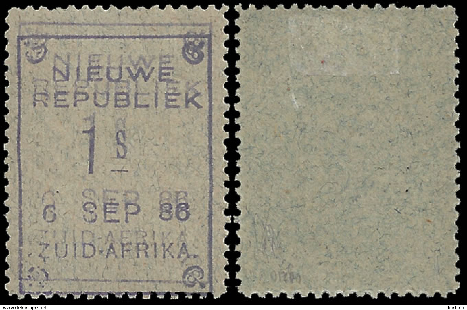 New Republic 1886 1/- Double Impression, Rare - New Republic (1886-1887)