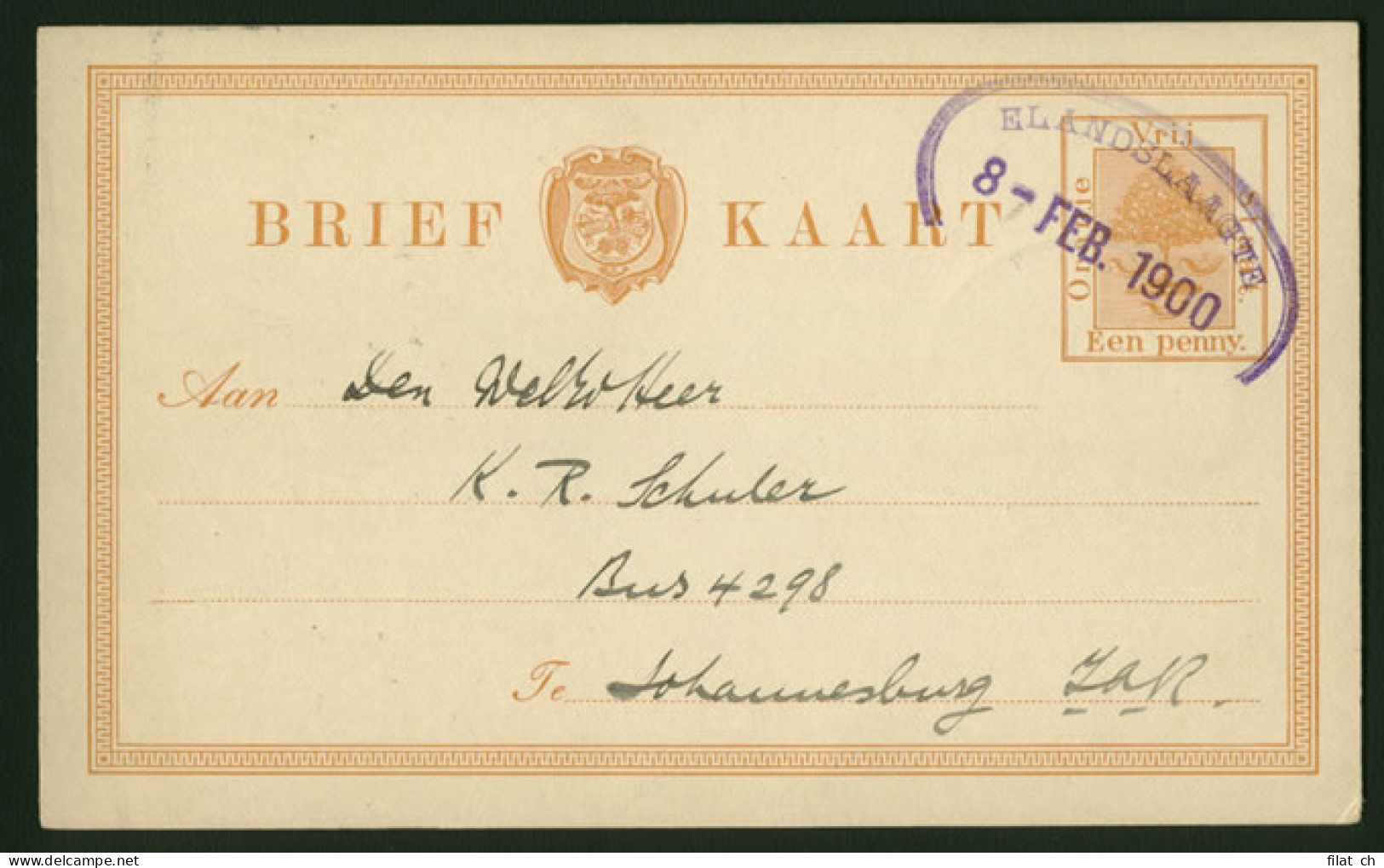 Natal 1900 Rare Elandslaagte Oval OFS Card - Natal (1857-1909)