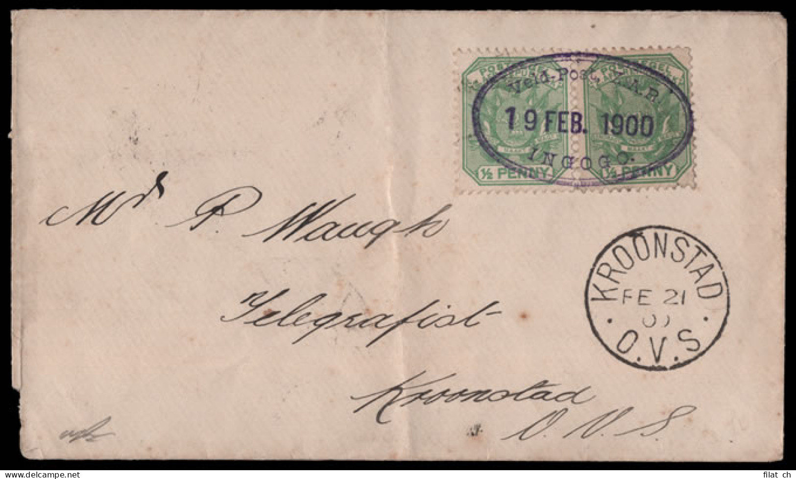 Natal 1900 Ingogo Oval, VF Strike On Letter To OFS - Natal (1857-1909)