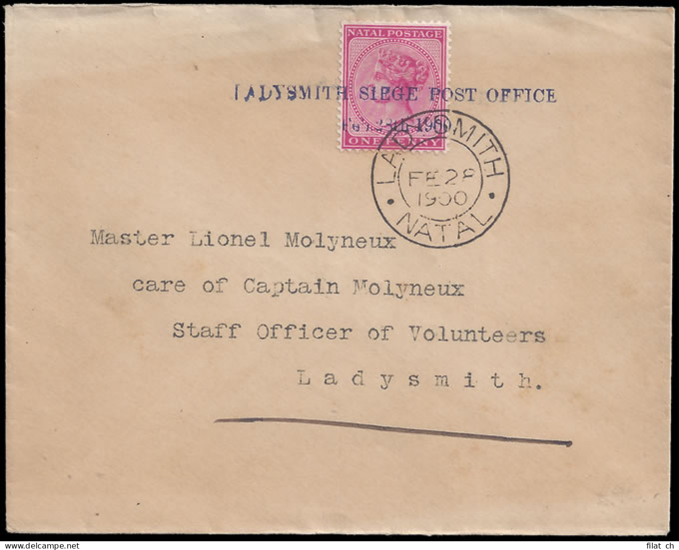 Natal 1900 Ladysmith Siege Cover - Last Day Of Siege - Natal (1857-1909)